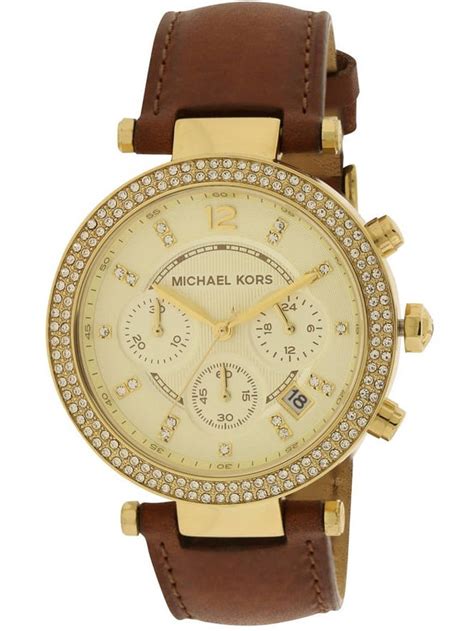 michael kors parker leather|michael kors leather watch women.